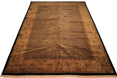12x18 Black, Gold, Sage Color Hand Knotted Indo Persian New Zealand Wool Transitional Oriental Rug