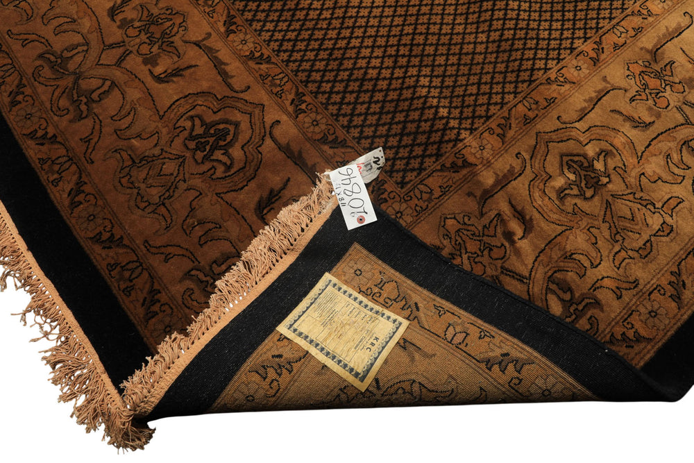 12x18 Black, Gold, Sage Color Hand Knotted Indo Persian New Zealand Wool Transitional Oriental Rug