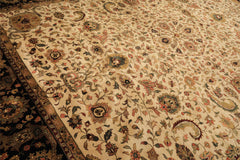 Palace Beige, Black, Maroon Color Hand Knotted Agra New Zealand Wool Traditional Oriental Rug