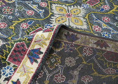 9x12 Blue, Lime, Beige Color Hand Knotted Oushak Wool Transitional Oriental Rug