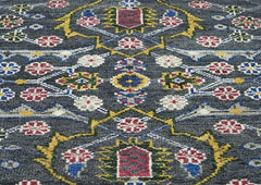 9x12 Blue, Lime, Beige Color Hand Knotted Oushak Wool Transitional Oriental Rug