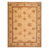 9x13 Beige, Brown, Burnt Orange Color Hand Knotted Oushak 100% Wool Traditional Oriental Rug