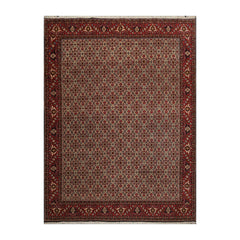 8x11 Ivory, Rose, Black Color Hand Knotted Bidjar 100% Wool Traditional Oriental Rug