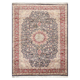 6x9 Navy, Burgundy, Beige Color Hand Knotted Pak Persian 100% Wool Traditional Oriental Rug