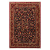6x9 Midnight Blue, Red, Green Color Hand Knotted Sarouk 100% Wool Traditional Oriental Rug