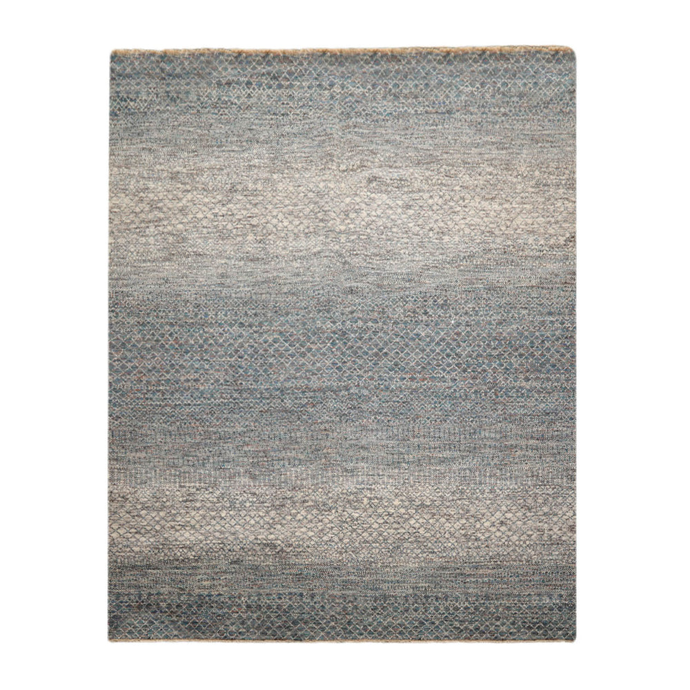 8x10 Ivory, Blue, Aqua Color Hand Knotted 100% Wool Modern Oriental Rug