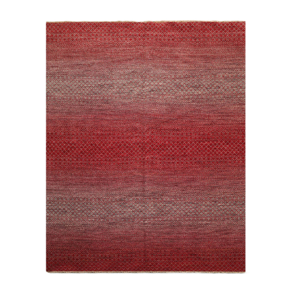 8x10 Red, Gray, Beige Color Hand Knotted 100% Wool Modern Oriental Rug