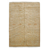 5x8 Moss, Gold, Brown Color Hand Knotted 100% Wool Transitional Oriental Rug
