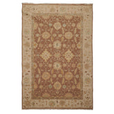 6x9 Mocha, Beige, Aqua Color Hand Knotted 100% Wool Traditional Oriental Rug