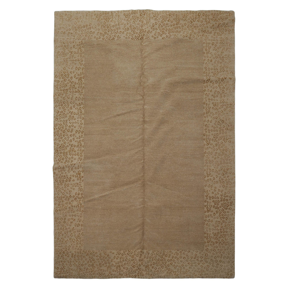 6x9 Tone on Tone Beige, , Color Hand Knotted Wool & Silk Modern Oriental Rug