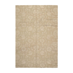 6x9 Beige Tone On Tone, , Color Hand Knotted Wool & Silk Transitional Oriental Rug