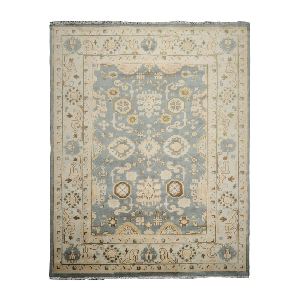 9x12 Celadon, Beige, Gray Color Hand Knotted 100% Wool Traditional Oriental Rug