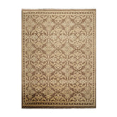 9x12 Brown, Tan, Light Gold Color Hand Knotted Turkish Oushak 100% Wool Traditional Oriental Rug