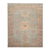 8x10 Mint, Blush, Brown Color Hand Knotted Afghan Oushak 100% Wool Traditional Oriental Rug