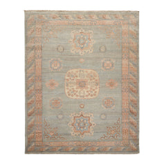 8x10 Mint, Blush, Brown Color Hand Knotted Afghan Oushak 100% Wool Traditional Oriental Rug
