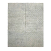8x10 Beige, Taupe, Green Color Hand Knotted Tibetan Wool & Silk Modern Oriental Rug