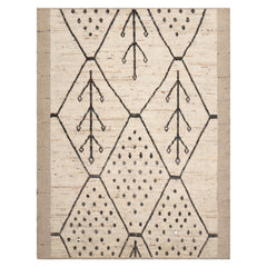 5x7 Beige, Charcoal, Color Hand Knotted Afghan Moroccan 100% Wool Modern Oriental Rug