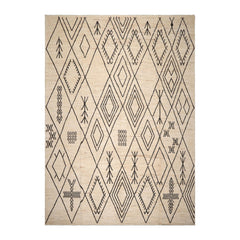 Palace Ivory, Black, Color Hand Knotted Afghan Moroccan wool Modern & Contemporary Oriental Rug