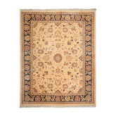 9x12 Tan, Midnight Blue, Blush Color Hand Knotted Agra 100% Wool Traditional Oriental Rug