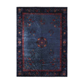 10x14 Navy, Plum, Peach Color Hand Knotted 100% Wool Traditional Oriental Rug