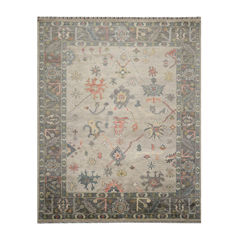 Multi Size Gray Beige Teal Color Hand Knotted Oushak Wool Traditional Oriental Rug