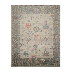 Multi Size Gray Beige Teal Color Hand Knotted Oushak Wool Traditional Oriental Rug