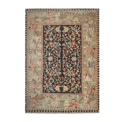 10x14 Black, Pale Aqua, Rust Color Hand Knotted 100% Wool Traditional Oriental Rug