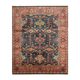 Multi Size Blue Coral Orange Color Hand Knotted Oushak Wool Oriental Rug