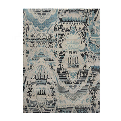 8x11 Gray Beige, Charcoal, Blue Color Hand Knotted 100% Wool Modern Oriental Rug