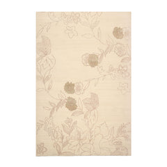 6x9 Ivory, Olive Green, Brown Color Hand Knotted Tibetan Wool & Silk Transitional Oriental Rug