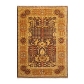 6x9 Brown, Gold, Rust Color Hand Knotted Chobi Peshawar 100% Wool Traditional Oriental Rug