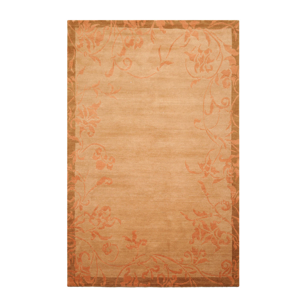5x8 Maple, Pale Peach, mossy gold Color Hand Knotted Tibetan 100% Wool Traditional Oriental Rug