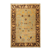6x9 Pale Aqua, Chocolate, Gold Color Hand Knotted Oushak 100% Wool Traditional Oriental Rug