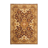 6x9 Brown, Beige, Gold Color Hand Knotted Peshawar 100% Wool Traditional Oriental Rug