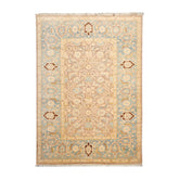 6x9 Taupe, Aqua, Brown Color Hand Knotted Peshawar 100% Wool Traditional Oriental Rug