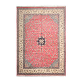9x13 Raspberry, Ivory, Gray Color Hand Knotted Nain 100% Wool Traditional Oriental Rug