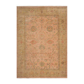 10x14 Raspberry, Pistacchio, Gold Color Hand Knotted Oushak 100% Wool Traditional Oriental Rug