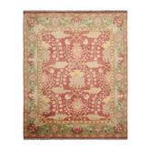 Multi Size Raspberry Green Gold Color Hand Knotted Oushak Wool Oriental Rug