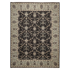 9x12 Black, Charcoal, Mint Color Hand Knotted Agra 100% wool Traditional Oriental Rug