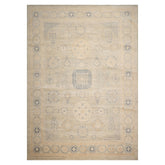 10x14 Gray, Beige, Tan Color Hand Knotted Afghan Oushak Wool Traditional Oriental Rug