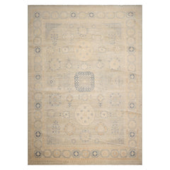 10x14 Gray, Beige, Tan Color Hand Knotted Afghan Oushak Wool Traditional Oriental Rug
