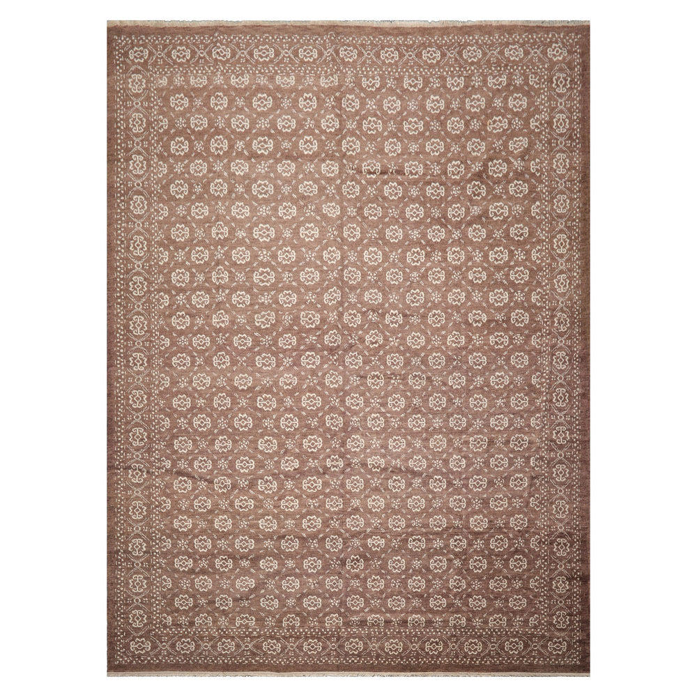 9x12 Brown, Beige, Color Hand Knotted Wool Traditional Oriental Rug