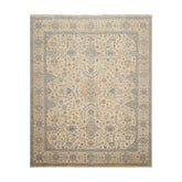 8x10 Beige, Gold, Aqua Color Hand Knotted Oushak Wool Traditional Oriental Rug