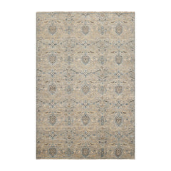 6x9 Gray, Beige, Turquoise Color Hand Knotted Oushak Wool Traditional Oriental Rug