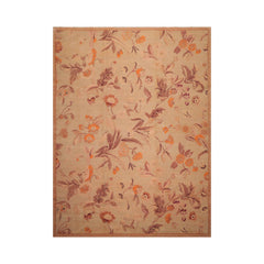 9x12 Tan, Taupe, Orange Color Hand Knotted 100% Wool Transitional Oriental Rug