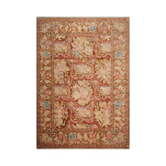 9x13 Brown, Beige, Rose Color Hand Knotted Turkish Oushak 100% Wool Traditional Oriental Rug