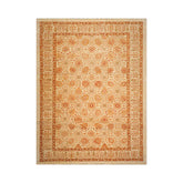 10x14 Ivory, Brown, Rust Color Hand Knotted Peshawar 100% Wool Traditional Oriental Rug