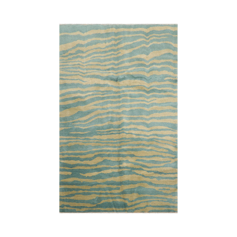 5x8 Turquoise, Mint, Color Hand Knotted 100% Wool Modern Oriental Rug