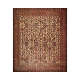 Palace Beige, Rust, Brown Color Hand Knotted Mahal 100% Wool Traditional Oriental Rug