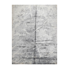 9x12 Tone on Tone Ash Gray, Ash Gray, Color Hand Knotted 100% Wool Modern Oriental Rug
